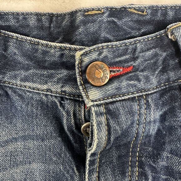 HUGO BOSS Selvedge-2 Men's Distressed Button Fly Straight Fit Denim Jeans 36X30 - Picture 4 of 16